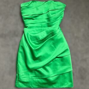 David's Bridal Bridesmaid Dress 2 Green Special Occasion Satin Wedding Formal
